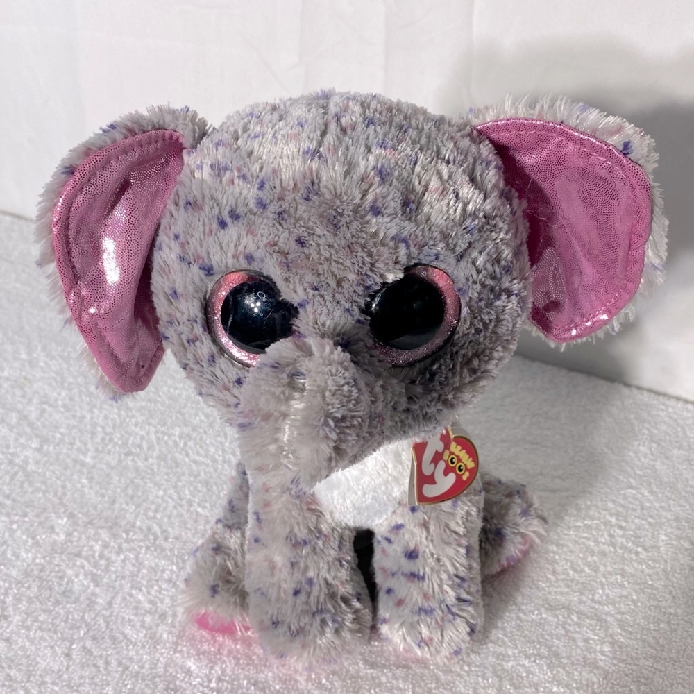 5/$35 Ty Beanie Boos Specks Grey Pink Elephant Plush Toy
